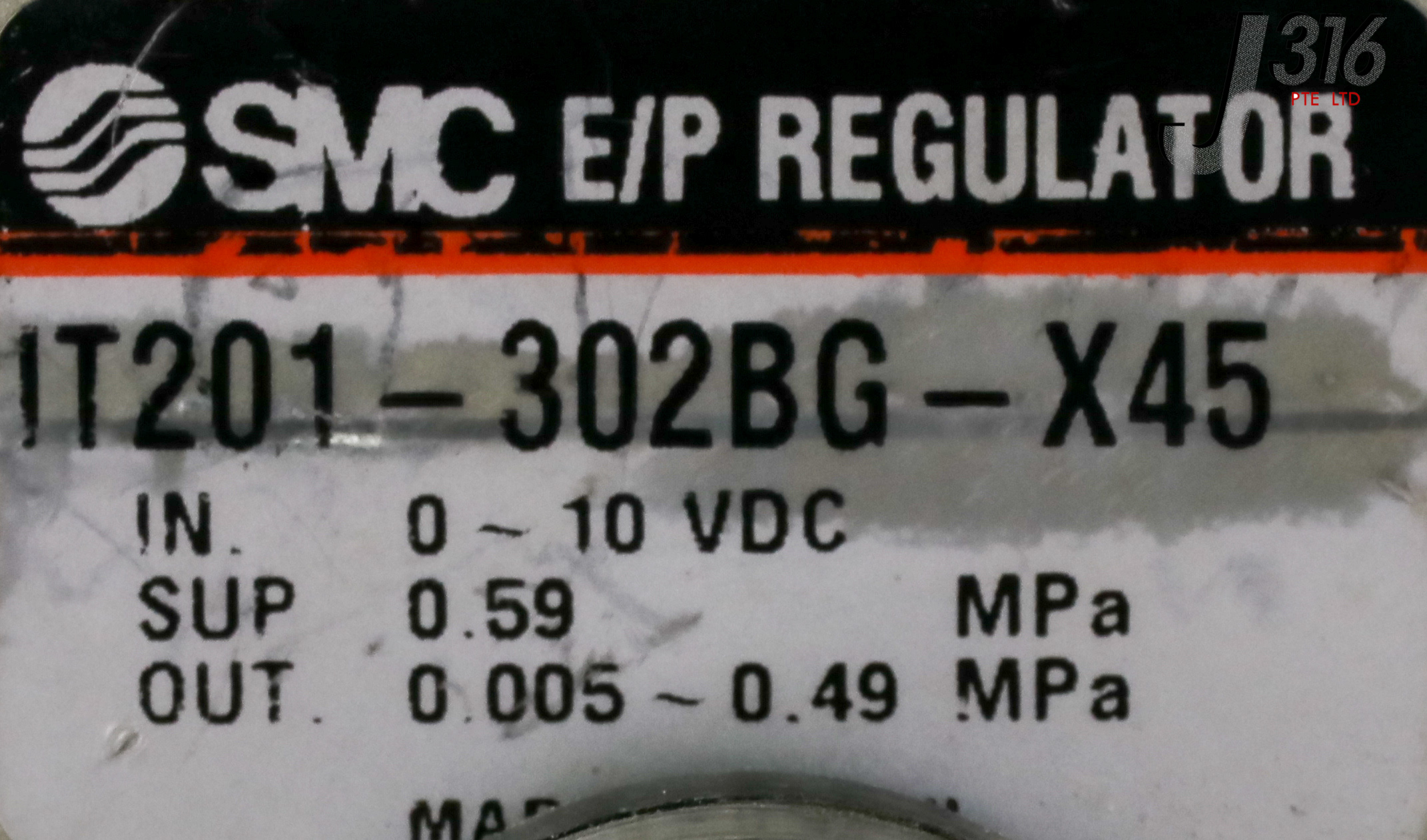 P 13076 SMC E/P REGULATOR W/ G27-10-R1 ANALOGUE POSITIVE PR GAUGE
